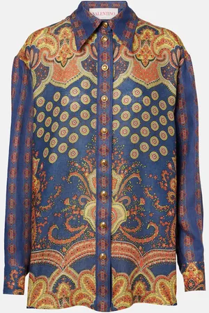 VALENTINO Blusa Voyage Imaginaire VLogo in lino
