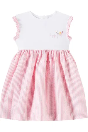 Il gufo Baby - Abito in jersey e seersucker a righe