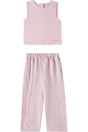 Il gufo Top e pantaloni regular a righe