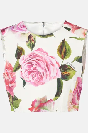 Dolce & Gabbana Top cropped in misto cotone con stampa