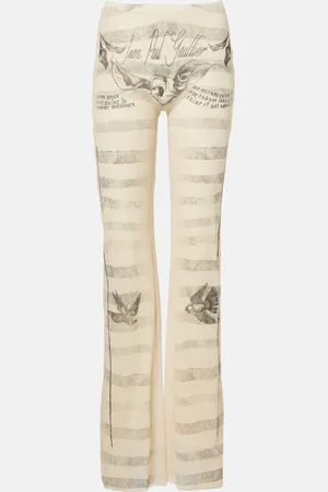 Jean Paul Gaultier Pantaloni flared in mesh Trompe l’oeil