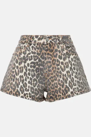 Ganni Shorts di jeans con stampa