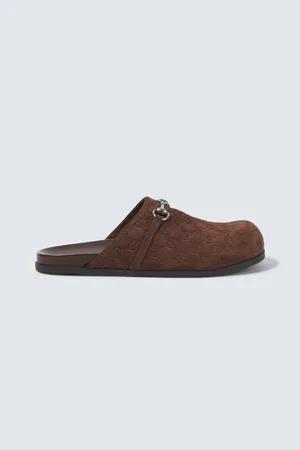 Gucci Mules Horsebit in suede GG