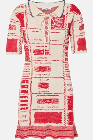 Vivienne Westwood Abito corto in canapa e cotone a quadri