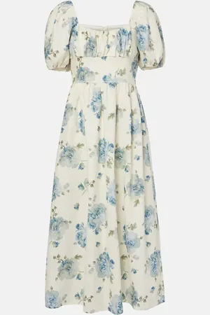 FAITHFULL THE BRAND Abito midi Dalia in lino con stampa