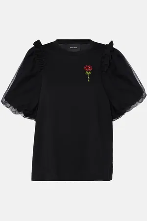 Simone Rocha T-shirt in jersey e tulle con cristalli