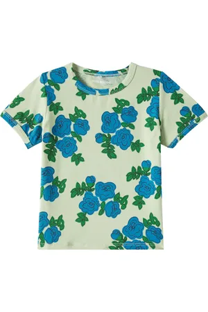 Mini Rodini T-shirt Blue Roses in jersey