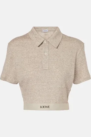 Loewe Top cropped in cotone e lana con logo