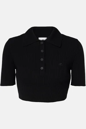 Courrèges Courrèges Polo cropped in maglia a coste