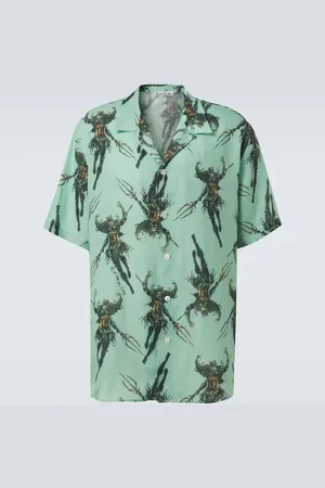 Acne Studios Camicia bowling in lino con stampa