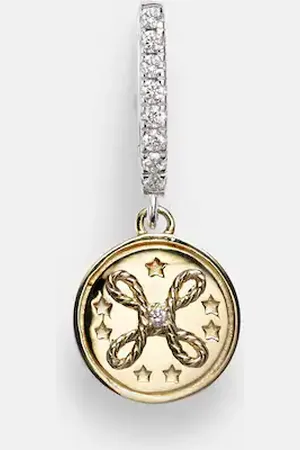 Foundrae Orecchino singolo True Love Mini in giallo e bianco 18kt con diamanti