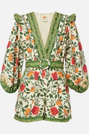 Farm Rio Jumpsuit corta in cotone con cintura