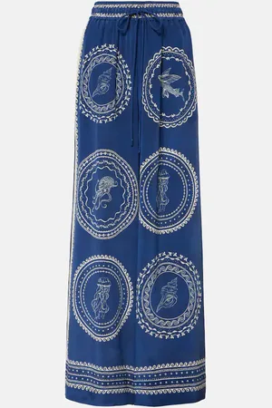 ALÉMAIS Alémais Pantaloni a gamba larga Oceane in seta