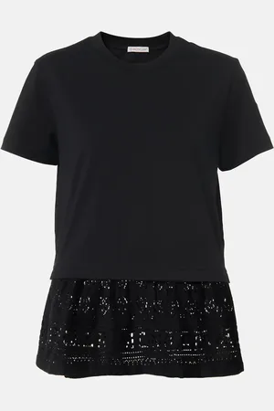Moncler T-shirt in cotone con pizzo