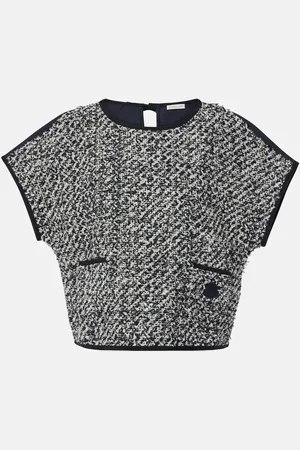 Moncler Top in tweed di misto cotone e raso
