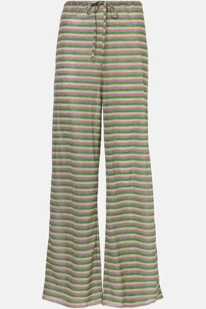 Oseree Oséree Pantaloni a gamba larga a righe con lamé