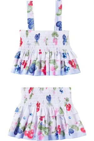 MONNALISA Top e gonna in cotone con volant