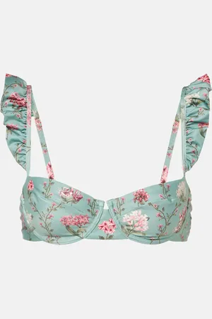 Agua by Agua Bendita Top bikini Kiwi con volant e stampa