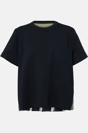 SACAI T-shirt in jersey di cotone e twill