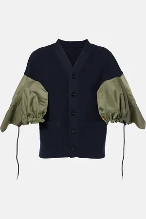SACAI Cardigan in misto cotone e twill
