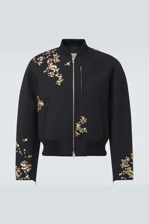 DRIES VAN NOTEN Bomber in misto lana con ricamo