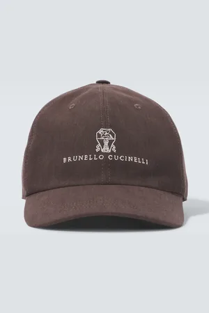 Brunello Cucinelli Cappello da baseball in lino con pelle