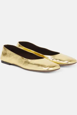 The Row Ballerine Square in pelle metallizzata
