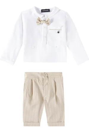 MONNALISA Baby - Top e pantaloni in cotone e lino
