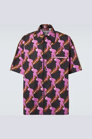 Gucci Camicia in cotone con stampa e frange