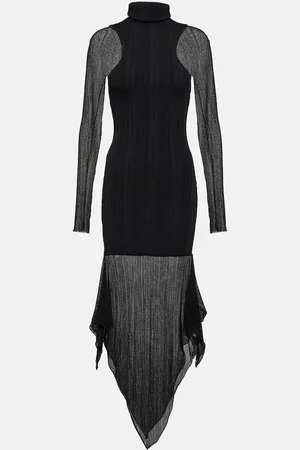 MUGLER Abito midi asimmetrico in maglia a coste