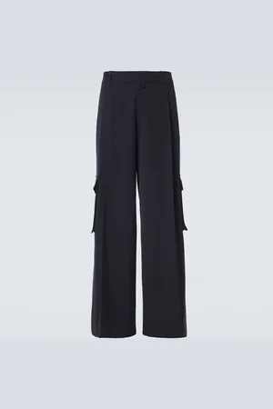 DRIES VAN NOTEN Pantaloni cargo in lana a vita alta