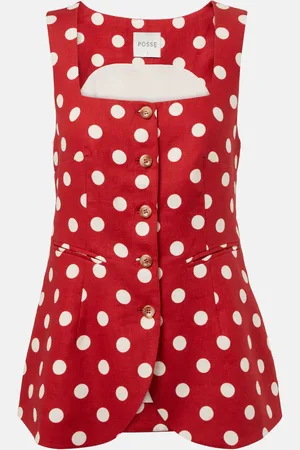 POSSE Gilet Lucille in lino a pois