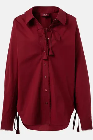 Gucci Camicia in popeline di cotone con pizzo