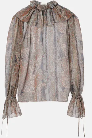 Saint Laurent Blusa in georgette di seta con stampa paisley