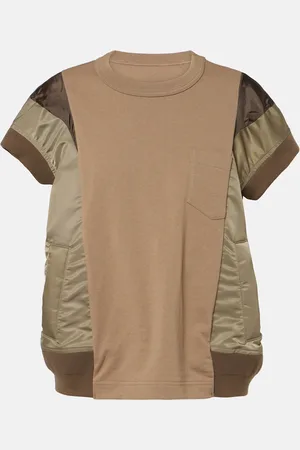 SACAI Top con pannelli in jersey e twill