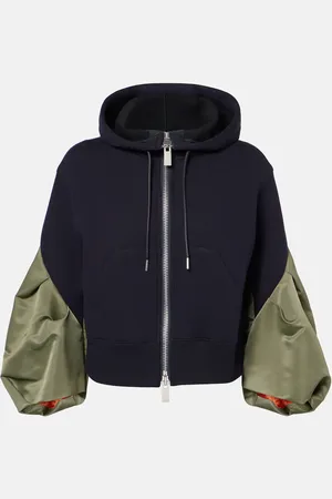 SACAI Felpa con cappuccio in jersey e twill