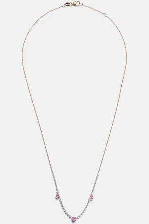 Roxanne First Collana Triple Drilled in bianco 14kt con zaffiri e diamanti