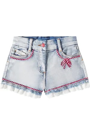 MONNALISA Shorts di jeans con ricamo