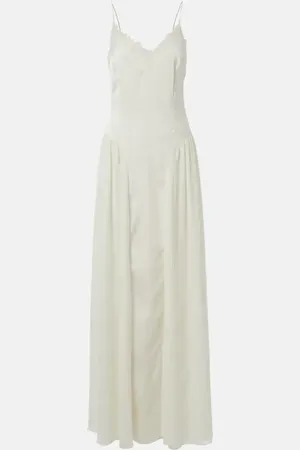 ROTATE Bridal - Abito lungo in raso con pizzo
