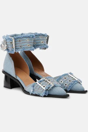 Ganni Pumps Feminine Buckle in denim