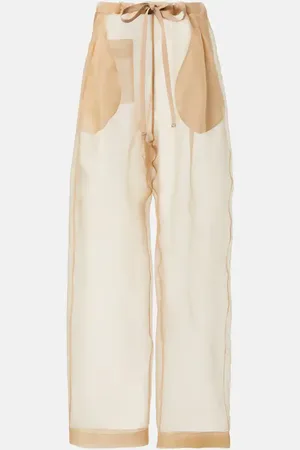 Khaite Pantaloni a gamba larga Trenton in organza di seta