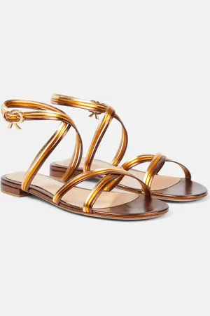 Gianvito Rossi Sandali Calissa in pelle metallizzata