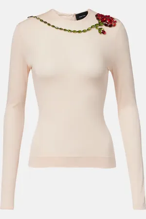 Simone Rocha Top in mesh con cristalli