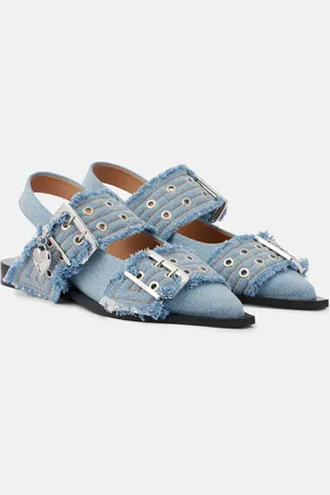 Ganni Ballerine Feminine Buckle in denim