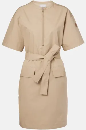 Moncler Abito corto in misto cotone con cintura