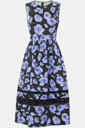 Carolina Herrera Abito midi in misto cotone con cintura