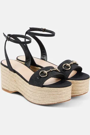 Gucci Espadrillas Lady Horsebit in suede con zeppa