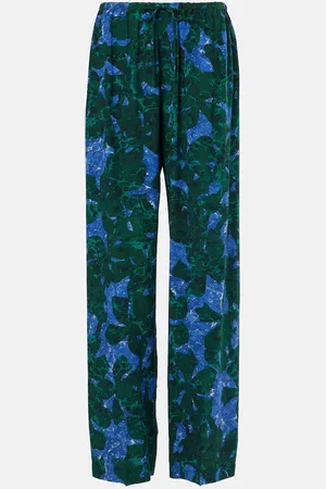 DRIES VAN NOTEN Pantaloni regular in seta con stampa floreale