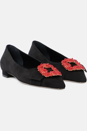 Manolo Blahnik Ballerine Gilfa in suede con cristalli