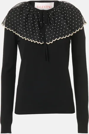 VALENTINO Pullover in lana con tulle